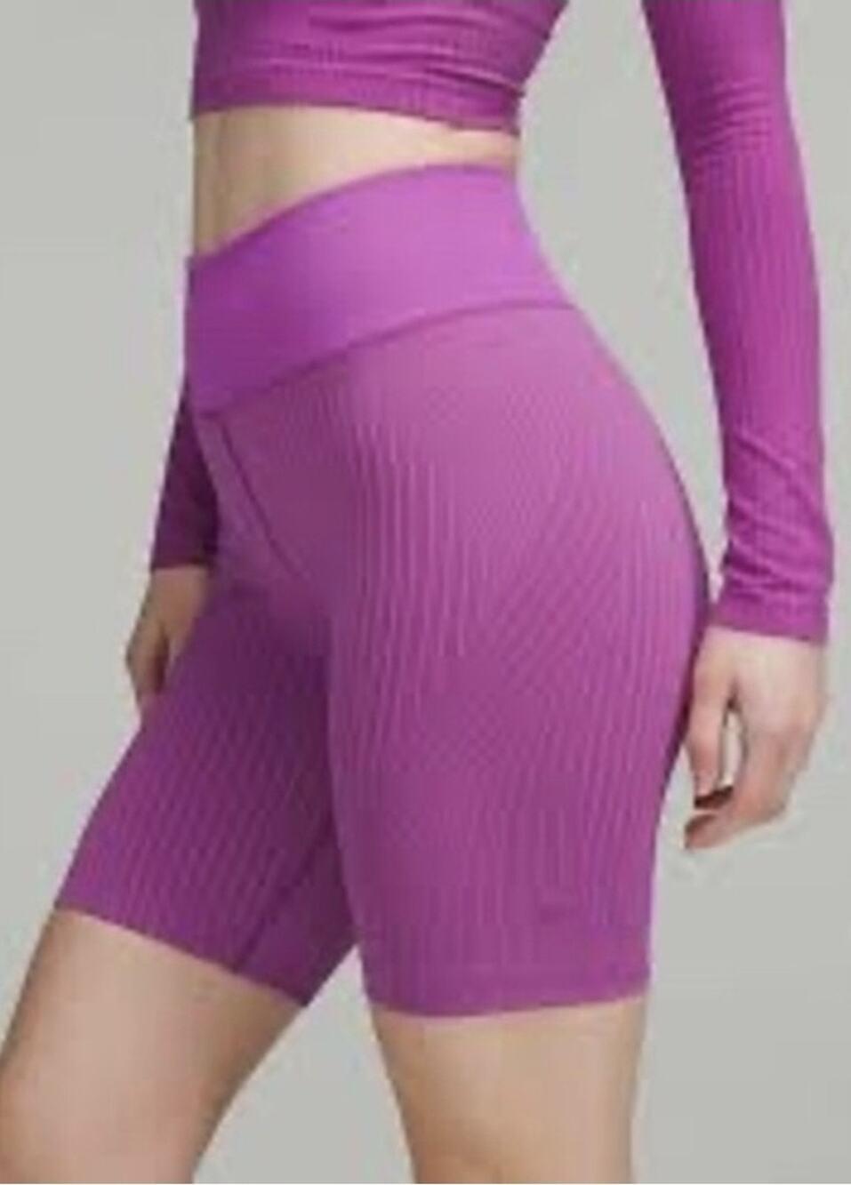 Lululemon Women's Ebb to Street High Waist Ribbed 8" Short Vivid Plum Size 8
